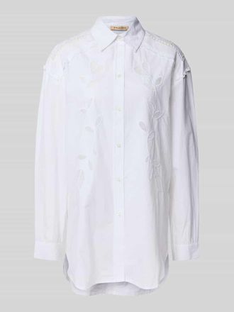 Stella Nova Regular Fit Bluse mit Lochstickerei in Weiss, Gr&ouml;&szlig;e 36