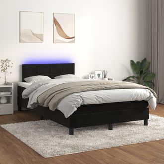 vidaXL Cama Box Spring Colch&oacute;n Y Led Terciopelo Negro 120x200 Cm Vidaxl