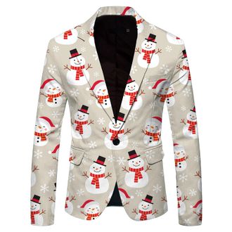 Generic Mens Christmas Suits Blazer Slim Fit Lapel One Button Suit Tuxedo Jacket Novelty Blazer Jacket Men Xmas Costume Party Outfit Tuxedo Suits Business Wed