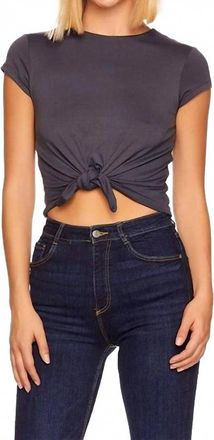 Susana Monaco Knot Front Short Sleeve Tee In Charcoal