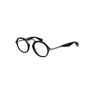 Yohji Yamamoto Glasses, male, Black, Size: ONE SIZE Black Round Optical Frames with Demo Lenses