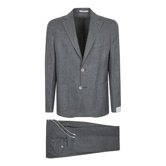 Eleventy Single Breasted Suits, male, Gray, Size: 2XL Notched Lapel Single-Breasted Suit
