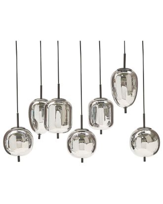 Beliani Lampadario In Vetro Argentato Con 7 Luci Vetro 122 Cm Tarlo
