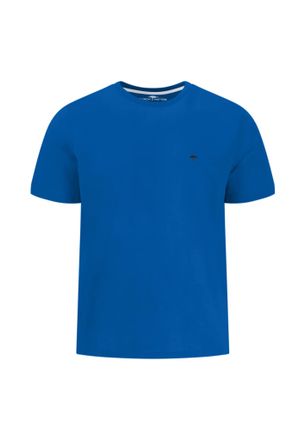 Fynch-Hatton T-Shirt FYNCH-HATTON FYNCH-HATTON Basic T-Shirt, Herren, Gr. L, blau (strong blau), Jersey, Obermaterial: 100% Baumwolle, bestickt, unifarben, normal 
