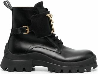 Dsquared2 D2 Statement Enkellaarsjes - Dames - Veterlaarzen - Zwart - 40 EU - Leer - Schoenen