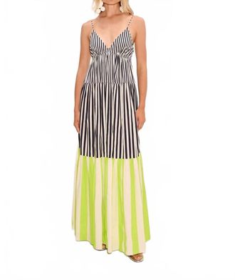 Simon Miller Romi Poplin Dress In Black/cream/lime Multi