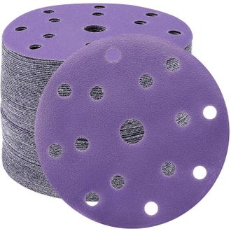 OEM Discos Abrasivos De 150 Mm, Papel De Lija De Grano 180, 50 Piezas, 15 Agujeros, Discos De Lijado Para Lijadoras Orbitales Aleatorias (morado)