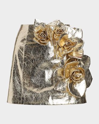 Aknvas Aksel Metallic Faux Leather Mini Skirt