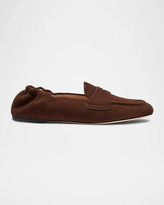 Stuart Weitzman Bryant Elasticized-Back Suede Loafers
