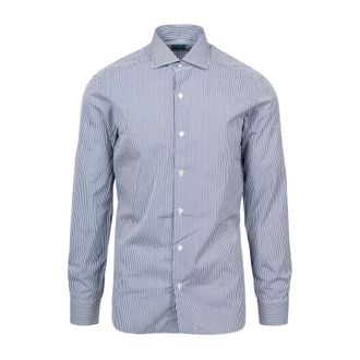 Barba Heren Overhemd met Verticale Streep - Heren - Overhemden - Blauw - Maat: 4XL Katoen