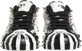 Dolce & Gabbana Black White Studded Low Top Sneakers Mens Shoes (Pre-Owned)