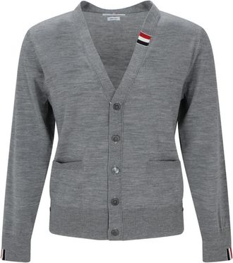 Thom Browne Grijze Wollen Vest Trui - Heren - Vesten - Grijs - XL - Wol - Truien & Vesten