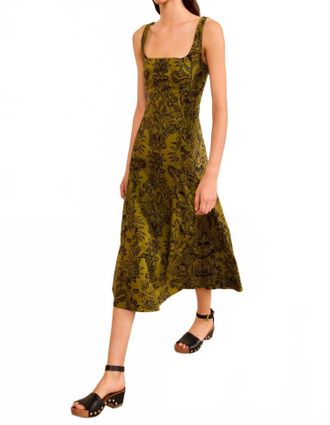 Ulla Johnson Natali Tank A-Line Dress In Olive Flora