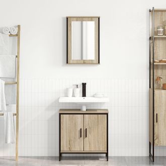 Berkfield Home 2 Piece Bathroom Furniture Set Sonoma Oak Engineered Wood in Beige