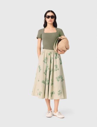 Maje Embroidered Technical Skirt - Beige - Maje