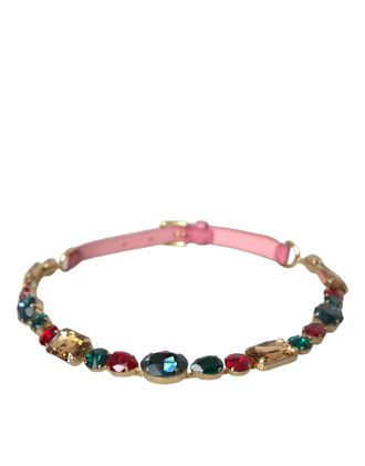 Dolce & Gabbana Crystal-Embellished Leather Belt - Pink