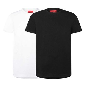 HUGO BOSS Heren Logo Slim T-Shirt (Set van 2) (Zwart, Wit)