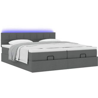 vidaXL Estructura Cama Otomana Colchones Tela Gris Oscuro 160x200 Cm Vidaxl