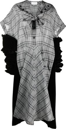 Maison Margiela Spliced checked midi dress - women - Cotton/Silk/Modal/Polyester - 40 - Black