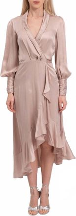 Zimmermann Silk Wrap Midi Dress In Dusty Rose