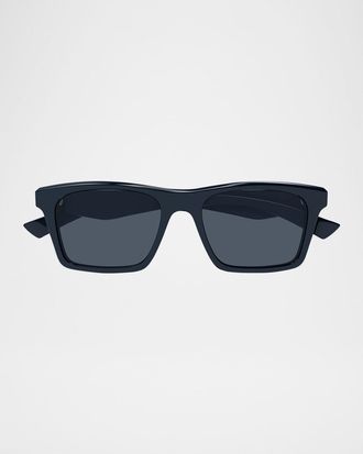 Alexander McQueen Men & apos;s AM0472SM Acetate Rectangle Sunglasses