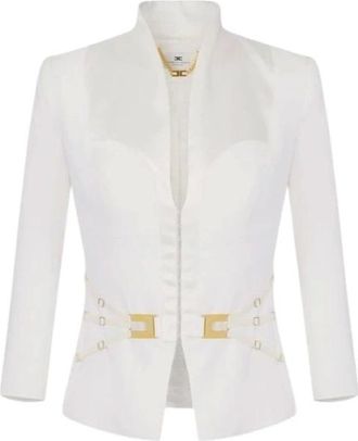 Elisabetta Franchi Dames, Jassen, Wit, Maat: L Leer