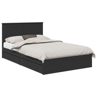 vidaXL Storage Bed with Headboard Black 120 x 200 cm Engineered Wood vidaXL