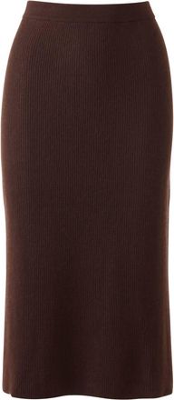 Kinross Cashmere Womens Rib Skirt In Chocolate