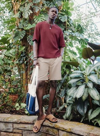 Le 31 Mens Cotton-linen Bermuda Shorts Inseam: 9