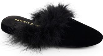 Patricia Green Party Feather Velvet Slipper in Black at Nordstrom, Size 7