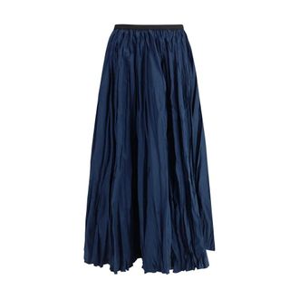 Sara Roka Rokken, Dames, Blauw, M, Polyester, Geplooide Midi Rok