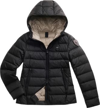 Blauer Gewatteerde damesjas met capuchon - Dames - Gewatteerde jassen - Zwart - 2XL - Jassen