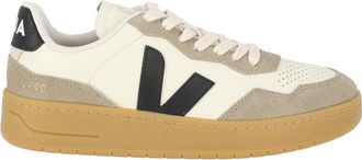 Veja Black V-90 Organic Traced Leather Low-Top Sneakers