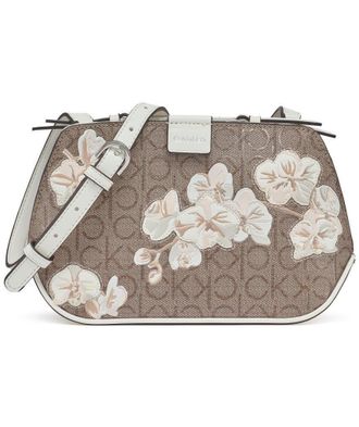 Calvin Klein Audrey Womens Audrey Triple Compartment Crossbody Crossbody Calvin Klein Audrey Triple Compartment Crossbody Bag, Almond Floral Print, &Uacute;nico