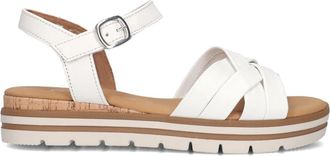 Gabor Platte sandalen met plateauzool - Dames - Sandalen - Wit - 40 1/2 EU - Leer - Schoenen