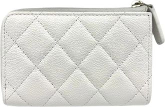 Chanel Pre-owned Matelasse Coin Case - Dames - Vintage Accessoires - Wit - ONE Size - Leer - Vintage