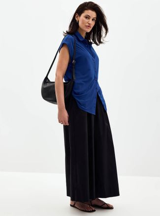 Contemporaine Womens Piqu&eacute; jersey cap-sleeve shirt