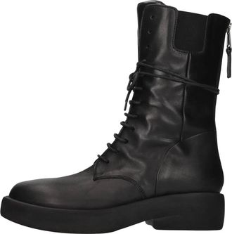Elena Iachi Lune Leren Veterlaarzen - Dames - Veterlaarzen - Zwart - 38 1/2 EU - Leer - Schoenen
