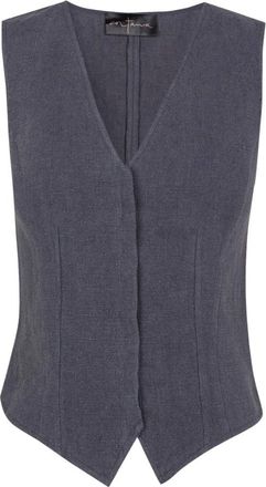 Cortana Getailleerd Vest met V-hals - Dames - Tops zonder mouwen - Blauw - L - Leer - Tops