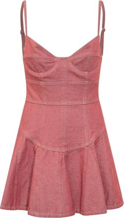 Dsquared2 Red Solid Scoop Neck Mini Dress