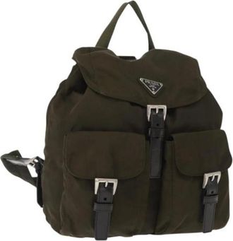 Prada Pre-owned Backpacks, female, Green, Size: ONE SIZE Pre-owned Nylon Backpack
