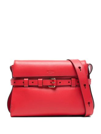 Moschino buckle-fastening leather shoulder bag - unisex - Calf Leather/Cotton - One Size - Red