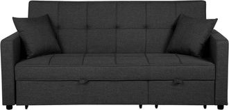 Beliani Sof&aacute; cama 3 plazas Tela Gris oscuro