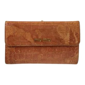 Miu Miu Pre-owned Portafoglio Compatto in Pelle Impunturata - - Pre-owned - Donna - Marrone - ONE SIZE