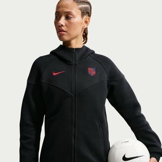 Nike USMNT Tech Fleece Windrunner Nike Womens Soccer Full-Zip Hoodie in Black | IM9519-010
