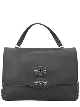 Zanellato Black Postina Matte Silver Studs Handbag