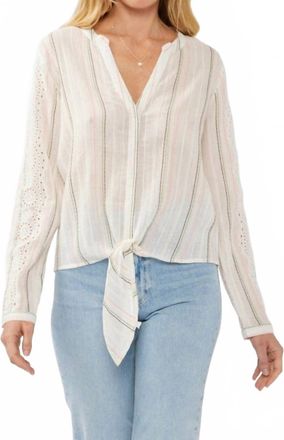 Lovestitch Stripe Tie Front Blouse In Coral