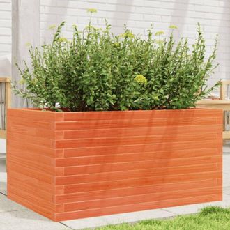 vidaXL Jardinera Madera Maciza De Pino Marr&oacute;n Cera 90x60x45,5 Cm Vidaxl