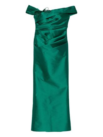 Tarik Ediz Izella off-shoulder midi dress - women - Polyester - 40 - Green