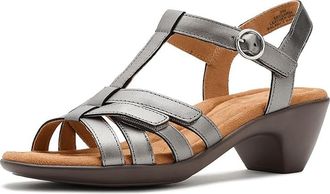Easy Spirit Claraa Womens Dress Sandals Pewter Leather : 6.5 W (D)